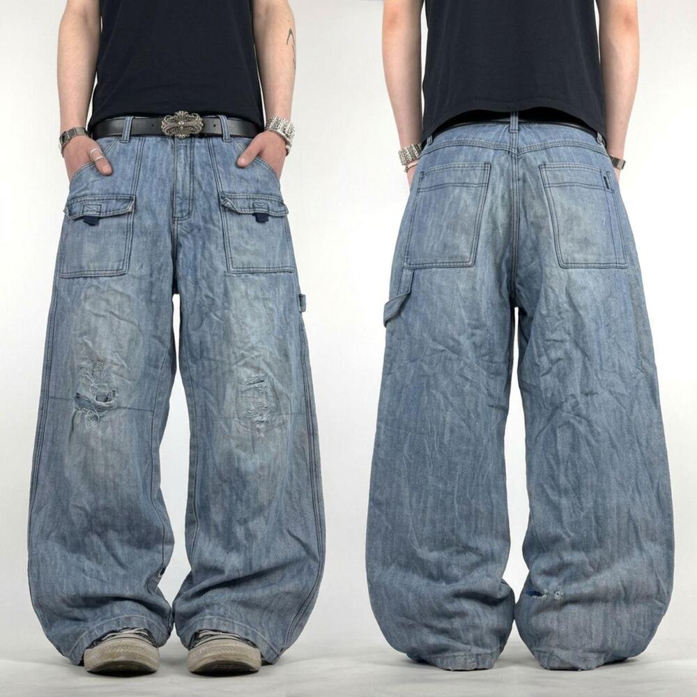 Vintage y2k grunge archive faded stonewash skater rare baggy jeans